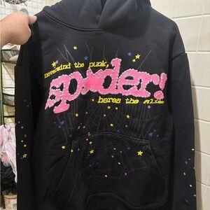 Sp5der pink hoodie Large